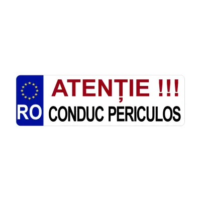 Atentie conduc periculos, autocolant, dimensiune 200x60mm, model 014